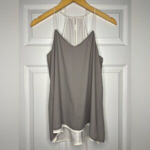 NWT Express Taupe Gray & Ivory Colorblock Tank Top Size S